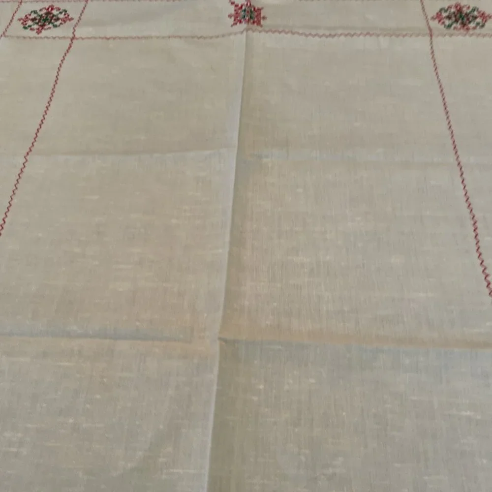 Vintage Handmade Embroidered Tablecloth 66x56